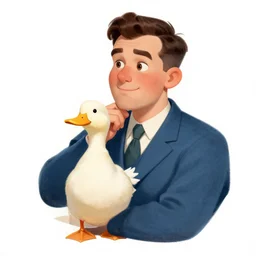 man thinking of duck, vintage caricature