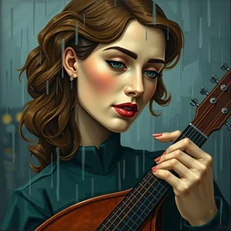 3 d cell shaded portrait painting of a woman on a rainy day in real life, 3 d cell shaded cubism, in the style of girl with a mandolin by picasso 3 d cell shaded, elegant, highly detailed, artstation, illustration, art by picasso 3 d cell shaded