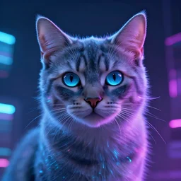 cyberpunk cat, ethereal lights, unreal engine