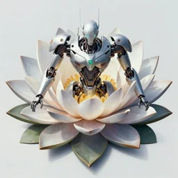 symmetry, waterlily mobile combat suit floral robot, biomechanical, waterlily mecha nymphaea, detailed illustration, concept art, smooth, sharp focus, art by john collier, albert aublet, krenz cushart, artem demura, syd mead, beeple, cyril rolando