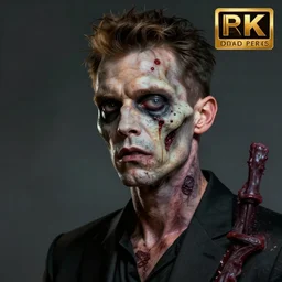 color portrait of a young dave gahan from depeche mode turned into a zombie, 7 days to die zombie, fine art, award winning, intricate, soft light from the side, elegant, sharp focus, cinematic lighting, highly detailed, digital painting, 8 k concept art, art by z. w. gu, art by brom, art by michael hussar, masterpiece, 8 k