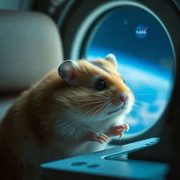 hyperrealistic film still of a hamster working for mission control at nasa, 8 k