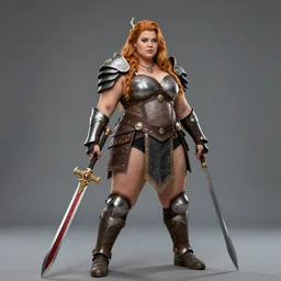 full body photo of a thicc valkyrie warrior with weapons
