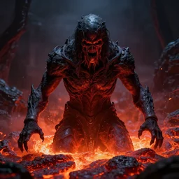 dark brandon emerging from lava, horror, stylized, artgerm, artstation, hd, cgsociety, cgi, realistic, dramatic, cinematic, artistic, trending, detailed