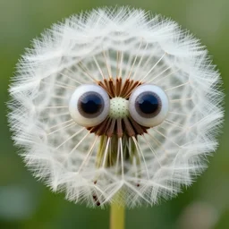 the dandelion with the big cute eyes looks so cute. detailed digital art by greg rutkowski, thomas kinkade and keith parkinson, artstation, cgsociety, 8 k, hd
