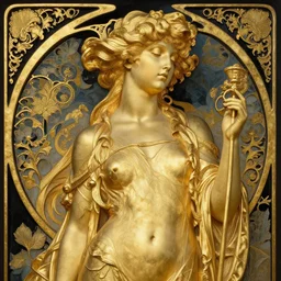 a golden ivory beautiful girl by gustave moreau and gustave dore, 8k, octane render, art nouveau