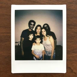 family photo of a zombie family poloroid,