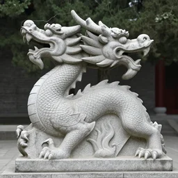A statue of a dragon made from stone