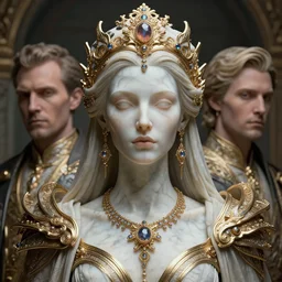 hyper-realistic ultra-detailed maximalist and dramatic elegant luxury alien empress made of marble portrait by igor goryunov and heidi taillefer inspired by andrei riabovitchev and patricio clarey Rendered by binx.ly 8k. Generative art. Fantastic realism. Scifi feel. Extremely Ornated. Intricate and omnious. Tools used: Blender Cinema4d Houdini3d zbrush. Unreal engine 5 Cinematic. Beautifully lit. No background. artstation. Deviantart. CGsociety.