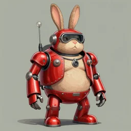 adventurer ( ( ( ( ( 1 9 5 0 s retro future robot android fat wise old rabbit android. muted colors. ) ) ) ) ) by jean baptiste monge!!!!!!!!!!!!!!!!!!!!!!!!! chrome red