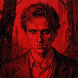 colin robinson, in the style of beksinski, red, black, vibrant, chiaroscuro, high detail, perfect artwork, clean lines