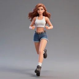 christina hendrix character model, running pose, 4 of 1 6, orthographic front view, single figure, 4 k photograph, clear details