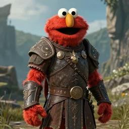 elmo in skyrim as an npc, official screenshot, 4 k, npc, render