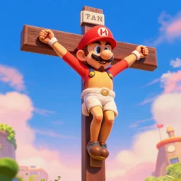 photo of waluigi crucifixion