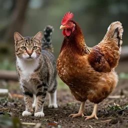 hybrid of a cat and a chicken, wild species photography, award-winning, cinematic