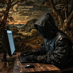 a computer hacker in a renaissance painting