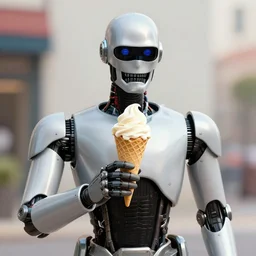Robocop enjoying an ice cream cone