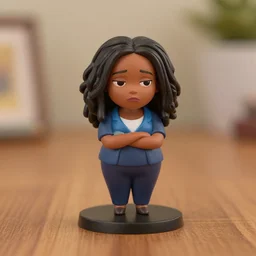 wanda sykes figurine by pixar sad bokeh on wooden table.