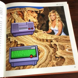 SNES graphics playing Xbox 360 but it's a Sega Genesis making out with Britney Spears on a page of a book that looks like a geological terrain