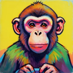 a pop art painting of a monkey