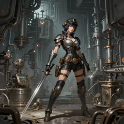 steampunk art combining factorio with Bayonetta, trending on art station