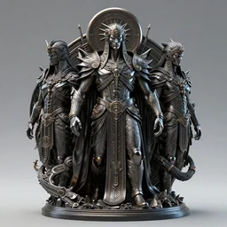 a psilon god. polished 3 d sculpture rendered by billelis feat luminokaya in visionary fineart style. 8 k hyper ornated maximalist and overdetailed. powerful darkscifi, psilon emperor portrait shot by andrei riabovitchev, tomasz alen kopera, luminokaya. influenced by, giger and peter gric. masters of orion.