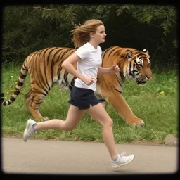 screenshot of go pro footage emma watson running in front of tiger