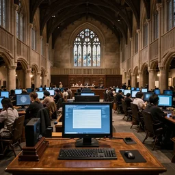 Photo of a computer in Hogwarts Great Hall
