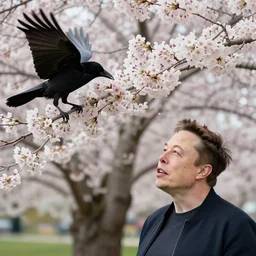 elon musk heads growing out of cherry tree as blossoms, crows interested in eating, trending on artstation, award - winning photograph, photograph by jerry uelsmann, gregory rutkowski