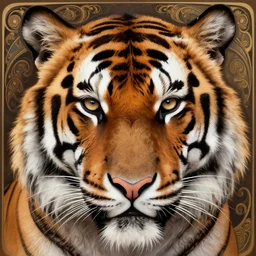 tiger face, intricate, elegant, highly detailed, digital painting, artstation, concept art, smooth, sharp focus, illustration, art by krenz cushart and artem demura and alphonse mucha