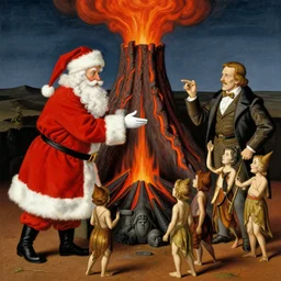 vogue designer Santa Claus Sacrificing the Elves to a Volcano God Altar giorgio de chirico marc simonetti norman rockwell