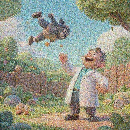 a mad scientist in his back yard laughing happily at the food which he is falling from the sky , concept art, trending on artstation 3D.