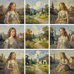 collage of best oil on canvas paintings of all time, highly detailed, photorealistic, digital art, wimmelbilder, 8 k