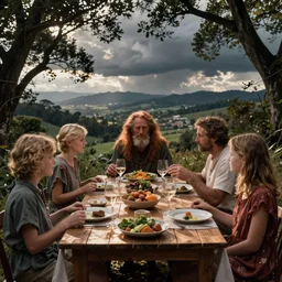 a family of cyclops having dinner, by Gregory Crewdson