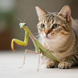 a prayingmantis - cat - hybrid, animal photography