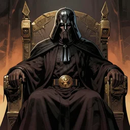« beautiful comic style portrait of sith lord on the throne by greg rutkowski, very detailed »