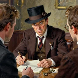 Portrait Portrait Detective Columbo Researches the Steampunk Murder. Murder Interrogation Keyframe Norman Rockwell Greg Rutkowski James Gilleard Ishbel Myerscough Scott Radke Jean-Baptiste Monge jakub rozalski jakub rozalski oil inkpen marker