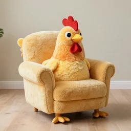 an armchair shaped like a chicken