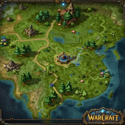 Map in the style of World of warcraft map, hyper detailed