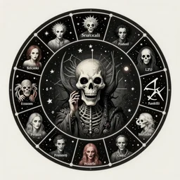 astrology signs, horror art by beksinski and szukalski and giger and and pyromallis and dzo and iris compiet and seb mckinnon and, digital art, highly detailed, intricate, sharp focus, trending on artstation hq, deviantart, pinterest, unreal engine 5, 4 k uhd image