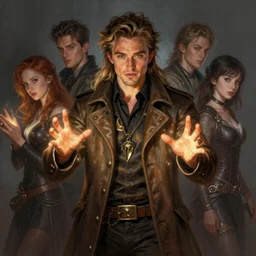 robert pattinson with gorgeous long hair in short coat with magical glowing hands, digital painting, d & d, fantasy, highly detailed, digital painting, trending on artstation, concept art, sharp focus, illustration, global illumination, shaded, art by artgerm and greg rutkowski and fuji choko and viktoria gavrilenko and hoang lap