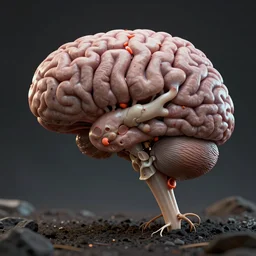 brains and brainstems rooted in the ground, trending on artstation, 4k, hyperrealistic, focused, extreme details, unreal engine 5, cinematic, masterpiece, high resolution, detailed