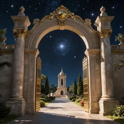 The gate to the eternal kingdom of astronomy, fantasy, digital art, HD, detailed.