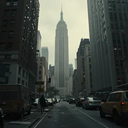 post - apocalyptic new york city, cinematic, wide shot, movie screenshot