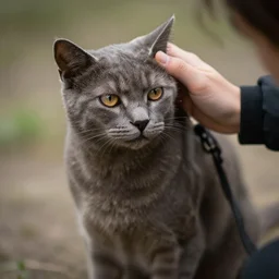 photo of a human petting an cryptid