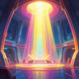 interior of a jedi temple, colorful, concept art, detailed, 4 k, artstation, bright colors, god rays, brom and giancola