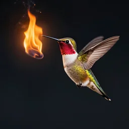 hummingbird on fire in space