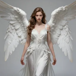 perfectly - centered - portrait - photograph of fallen angel wearing a dress, the perfect human female specimen, intricate, elegant, super highly detailed, professional digital painting, artstation, concept art, smooth, sharp focus, no blur, no dof, extreme illustration, unreal engine 5, 8 k, by anne stokes
