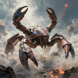 mech fused crustacean vehicles crashing under chemical sky, fine art, cinematic by geof darrow w 1 2 8 0