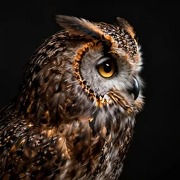 a woman's face in profile, made of owl feathers, in the style of the dutch masters and gregory crewdson, dark and moody